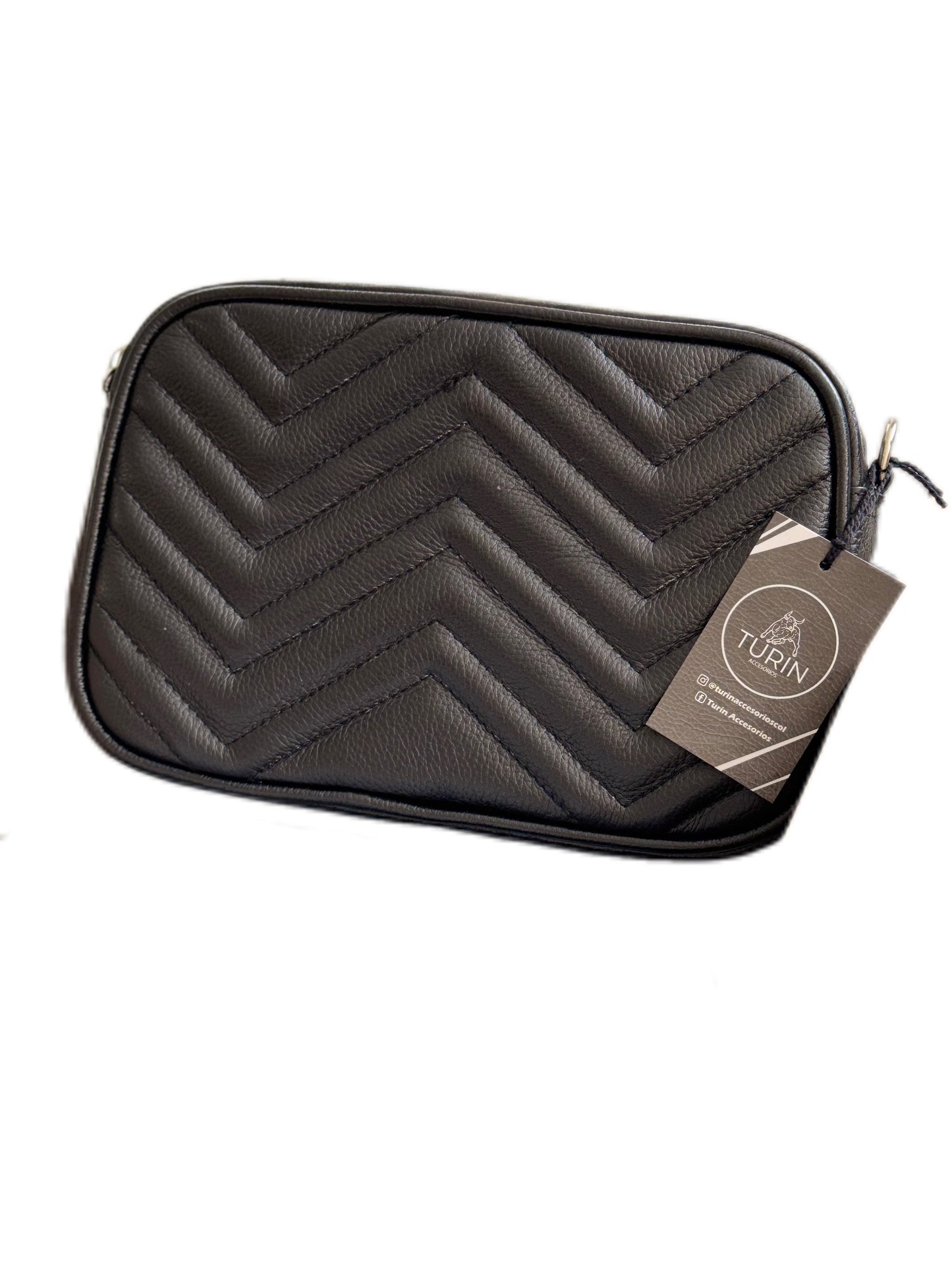 Bolso Mediano Moncalieri en Cuero Negro+ Billetera Cupcake + Envío Gratis