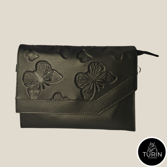 Bolso Clutch Avellino Negro Mariposas