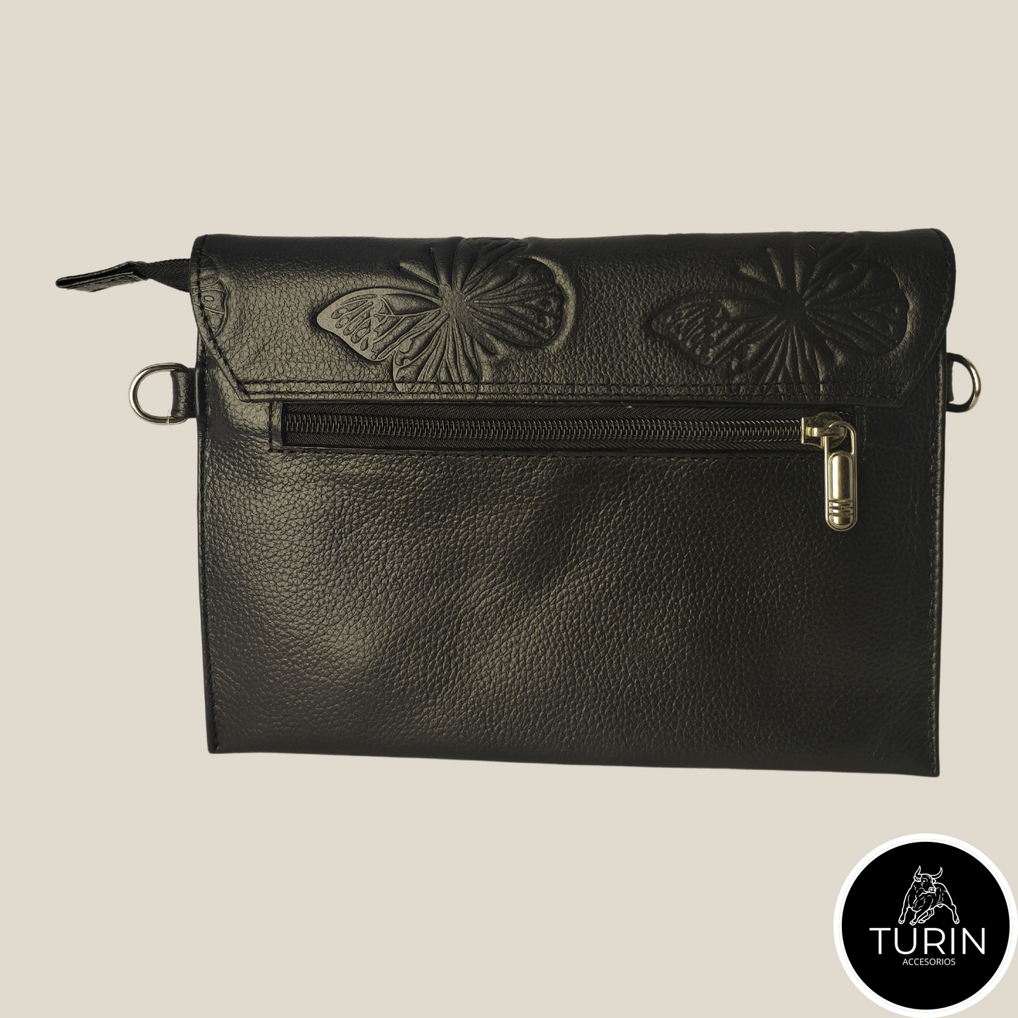 Bolso Clutch Avellino Negro Mariposas