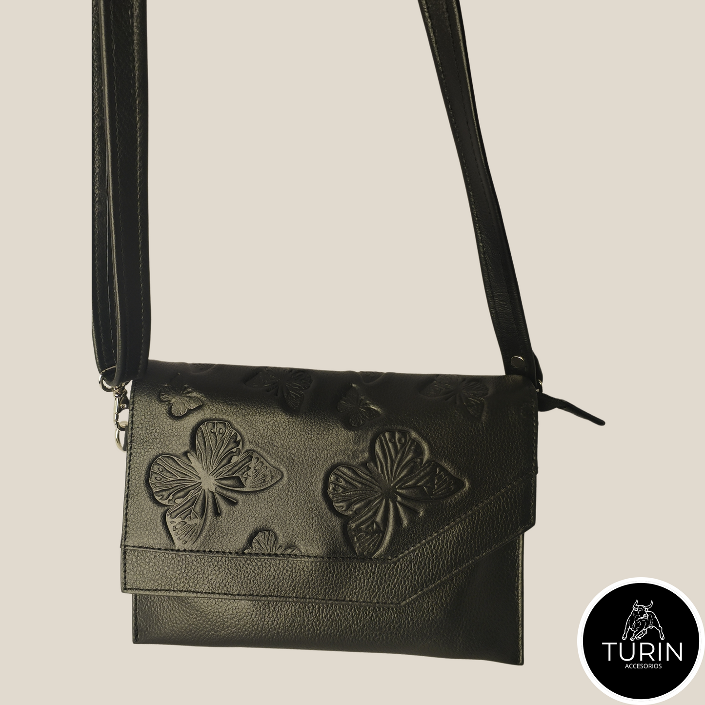Bolso Clutch Avellino Negro Mariposas
