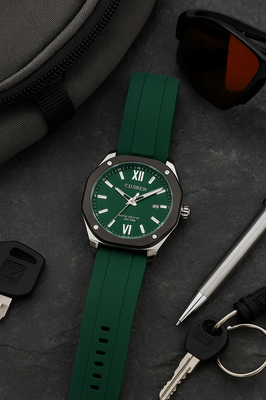 MONTCLAIR – Reloj Deportivo Curren Verde con Correa de Silicona