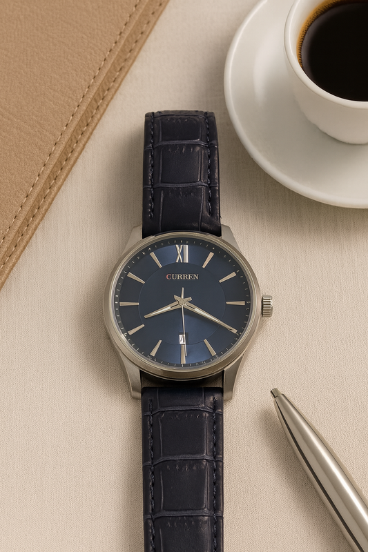 CELESTIA – Reloj Curren Azul con Correa Tipo Cuero