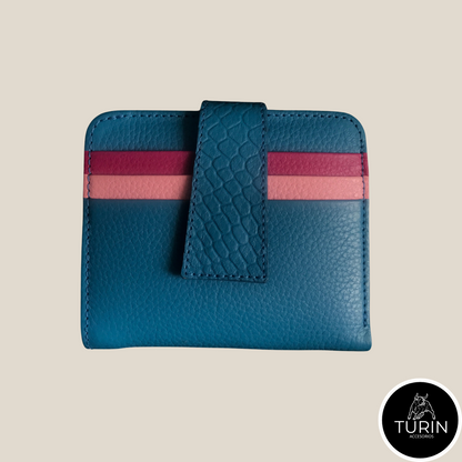 Mini Billetera Salvatierra Azul-Fucsia-Dorado