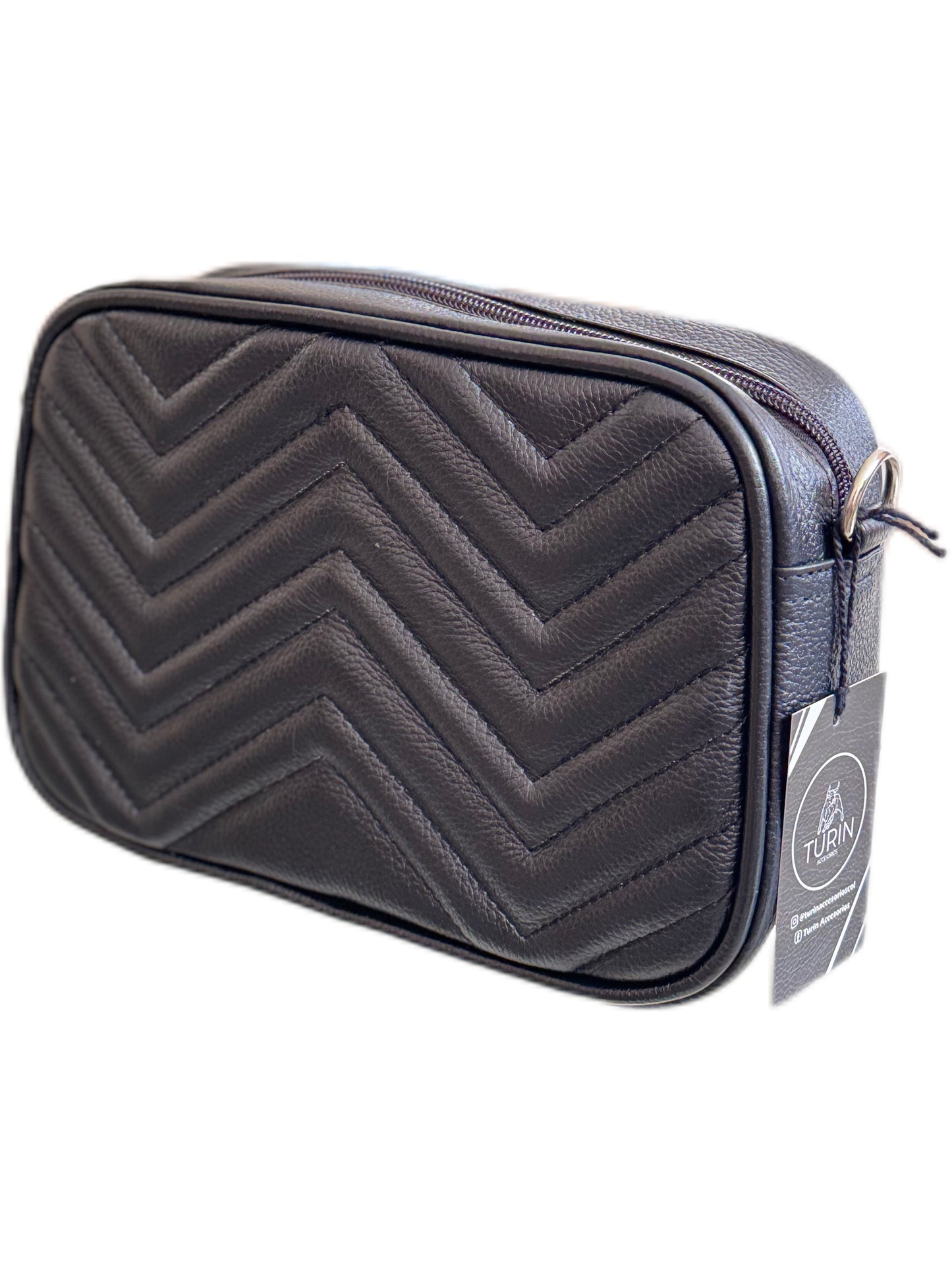 Bolso Mediano Moncalieri en Cuero Negro+ Billetera Cupcake + Envío Gratis